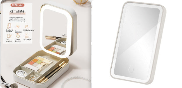 Portable Makeup Box with LED Mirror