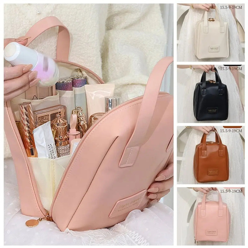 Shell PU Leather Waterproof Makeup Pouch Bag