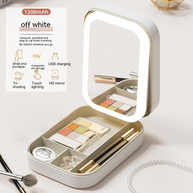 Portable Makeup Box with LED Mirror