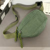 Corduroy Chest Bag Fashion Fanny Pack Wide Guitar Strap Vintage Shoulder Bag Multi-Pockets Casual Waist Bag Outdoor Travel Bag