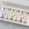 6Pcs/Set Women'S Watch Fashion Steel Band Quartz Watches Diamond Bracelets Set（Without Box）