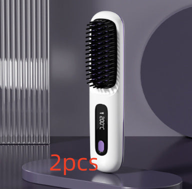 2-in-1 Hot Brush – Wireless Hair Straightener & Curler