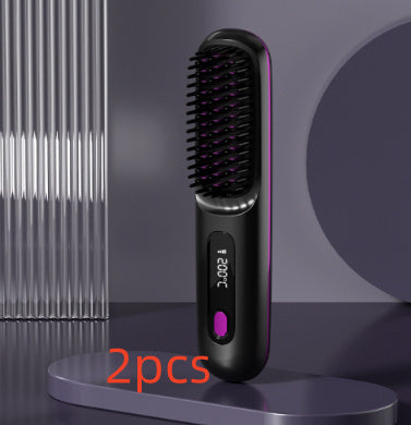 2-in-1 Hot Brush – Wireless Hair Straightener & Curler