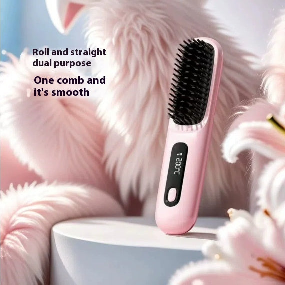 2-in-1 Hot Brush – Wireless Hair Straightener & Curler