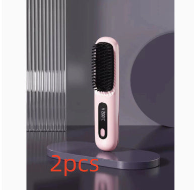 2-in-1 Hot Brush – Wireless Hair Straightener & Curler