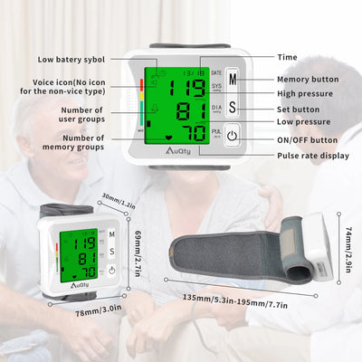 Smart Wrist BP Monitor – LCD Display & Voice Function