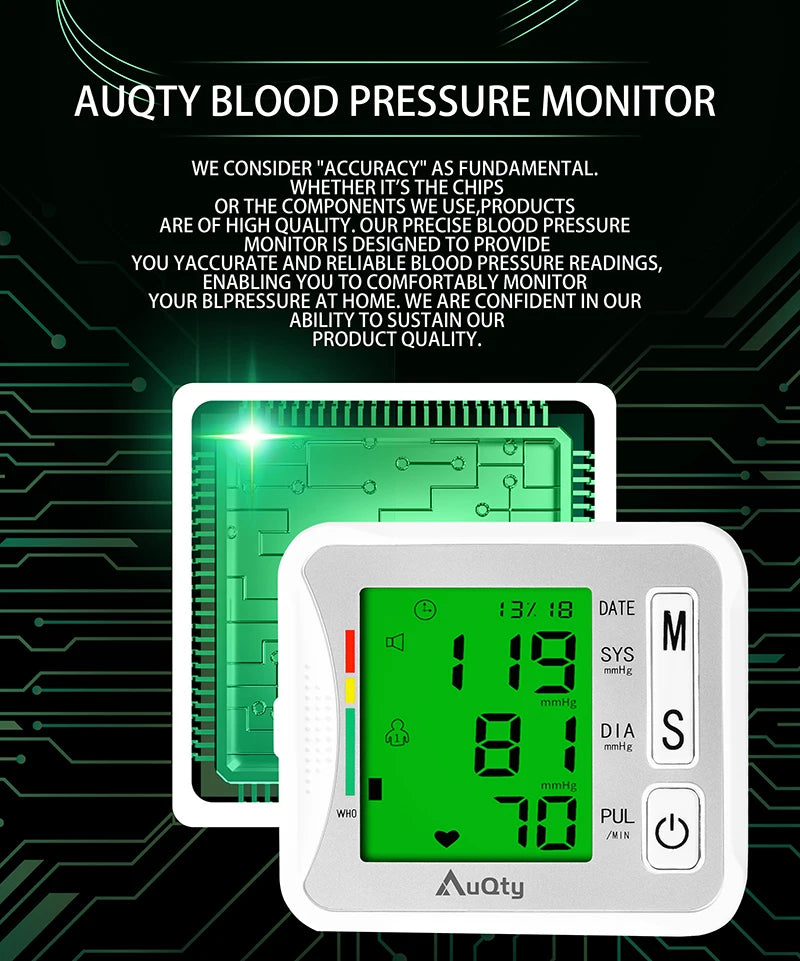 Smart Wrist BP Monitor – LCD Display & Voice Function