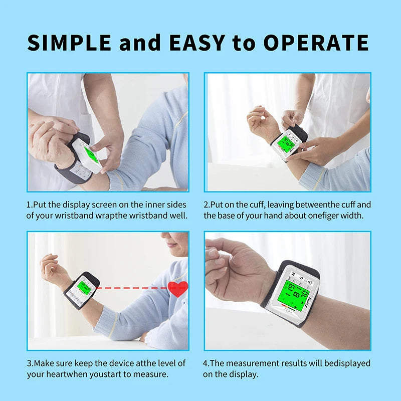 Smart Wrist BP Monitor – LCD Display & Voice Function