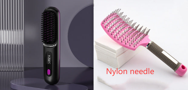 2-in-1 Hot Brush – Wireless Hair Straightener & Curler