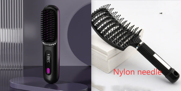 2-in-1 Hot Brush – Wireless Hair Straightener & Curler