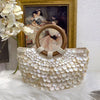 Luxury Handmade Heavy Industrial Beaded Handbag Design Women'S Shell Embroidery Tote Rhinestone Pearl Wedding Evening Clutch Bag