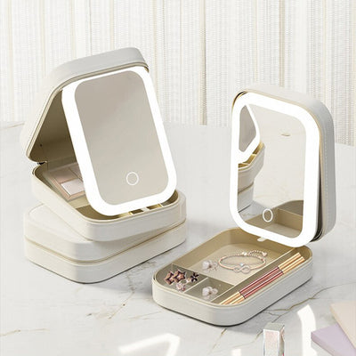 Portable Makeup Box with LED Mirror