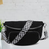 Corduroy Chest Bag Fashion Fanny Pack Wide Guitar Strap Vintage Shoulder Bag Multi-Pockets Casual Waist Bag Outdoor Travel Bag