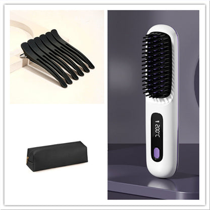 2-in-1 Hot Brush – Wireless Hair Straightener & Curler