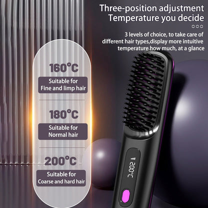 2-in-1 Hot Brush – Wireless Hair Straightener & Curler
