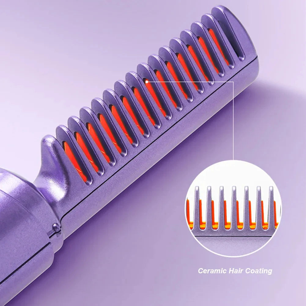 2-in-1 Hair Styling Brush – Straighten & Curl with Ionic Heat