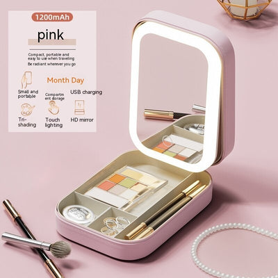 Portable Makeup Box with LED Mirror