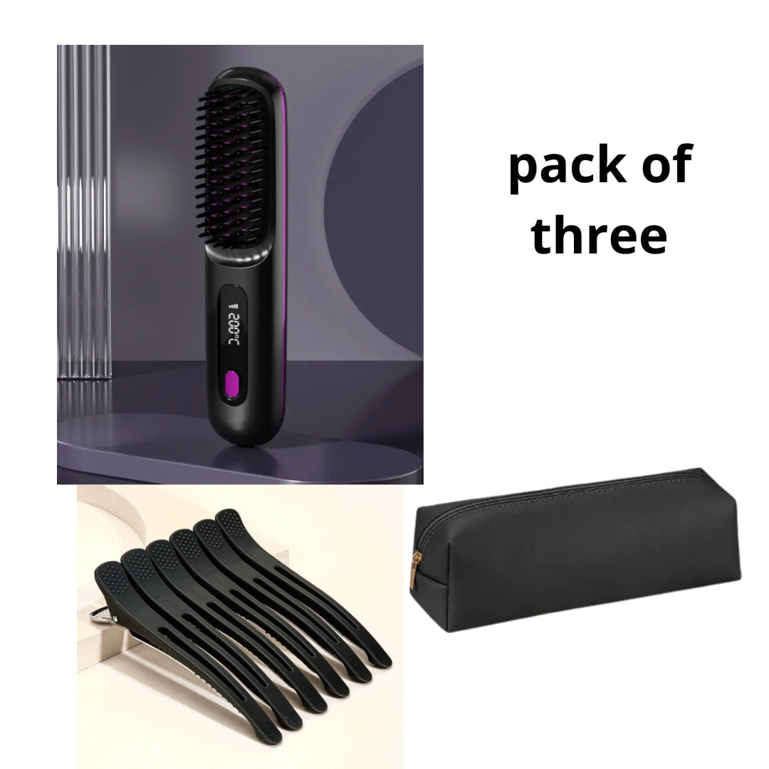2-in-1 Hot Brush – Wireless Hair Straightener & Curler